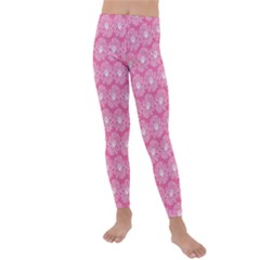 Pink Gerbera Daisy Vector Tile Pattern Kids  Lightweight Velour Leggings