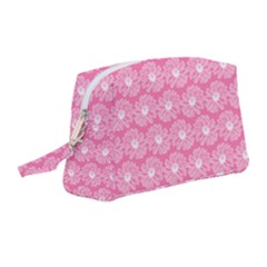 Pink Gerbera Daisy Vector Tile Pattern Wristlet Pouch Bag (medium) by GardenOfOphir