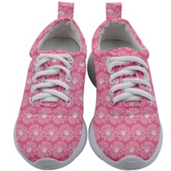 Pink Gerbera Daisy Vector Tile Pattern Kids Athletic Shoes by GardenOfOphir