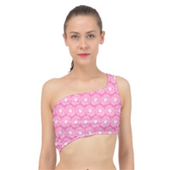 Pink Gerbera Daisy Vector Tile Pattern Spliced Up Bikini Top  by GardenOfOphir