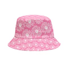 Pink Gerbera Daisy Vector Tile Pattern Inside Out Bucket Hat by GardenOfOphir