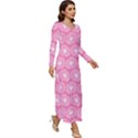 Pink Gerbera Daisy Vector Tile Pattern Long Sleeve Longline Maxi Dress View3