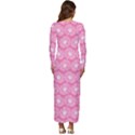 Pink Gerbera Daisy Vector Tile Pattern Long Sleeve Longline Maxi Dress View4