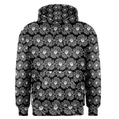 Black And White Gerbera Daisy Vector Tile Pattern Men s Core Hoodie by GardenOfOphir