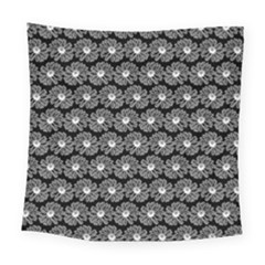 Black And White Gerbera Daisy Vector Tile Pattern Square Tapestry (large) by GardenOfOphir