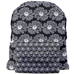 Black And White Gerbera Daisy Vector Tile Pattern Giant Full Print Backpack by GardenOfOphir