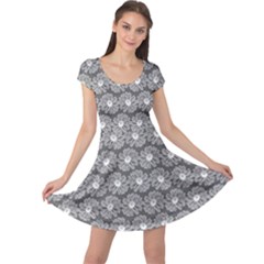 Gerbera Daisy Vector Tile Pattern Cap Sleeve Dress by GardenOfOphir