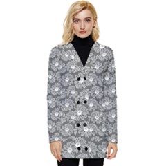 Gerbera Daisy Vector Tile Pattern Button Up Hooded Coat  by GardenOfOphir