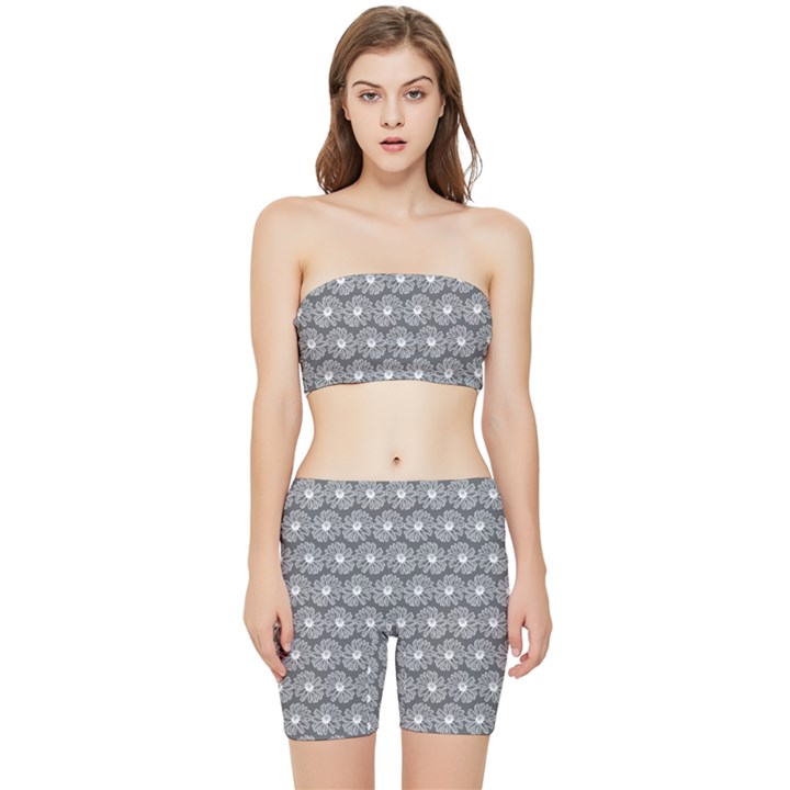 Gerbera Daisy Vector Tile Pattern Stretch Shorts and Tube Top Set