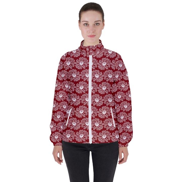 Gerbera Daisy Vector Tile Pattern Women s High Neck Windbreaker