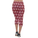 Gerbera Daisy Vector Tile Pattern Lightweight Velour Capri Leggings  View2