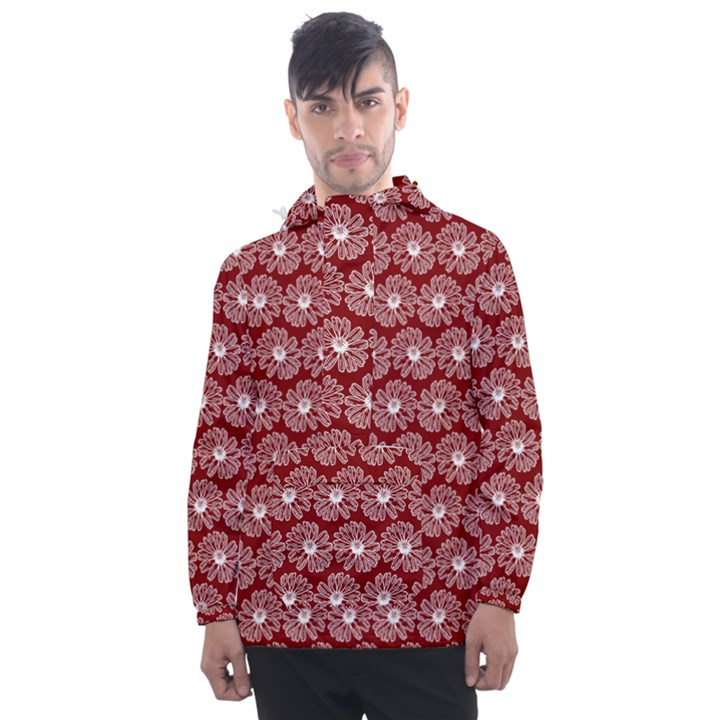 Gerbera Daisy Vector Tile Pattern Men s Front Pocket Pullover Windbreaker