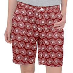 Gerbera Daisy Vector Tile Pattern Women s Pocket Shorts by GardenOfOphir