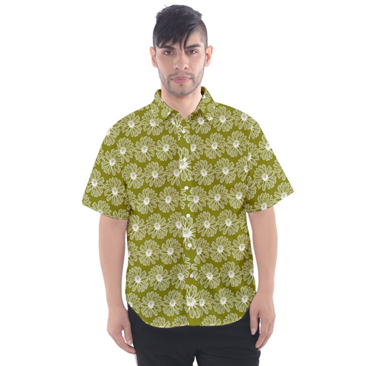 Gerbera Daisy Vector Tile Pattern Men s Short Sleeve Shirt