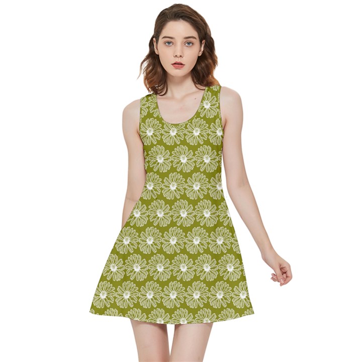 Gerbera Daisy Vector Tile Pattern Inside Out Reversible Sleeveless Dress