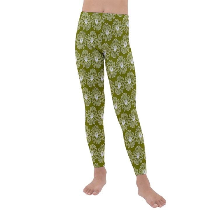 Gerbera Daisy Vector Tile Pattern Kids  Lightweight Velour Leggings