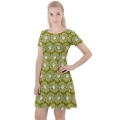 Gerbera Daisy Vector Tile Pattern Cap Sleeve Velour Dress  by GardenOfOphir