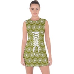 Gerbera Daisy Vector Tile Pattern Lace Up Front Bodycon Dress by GardenOfOphir