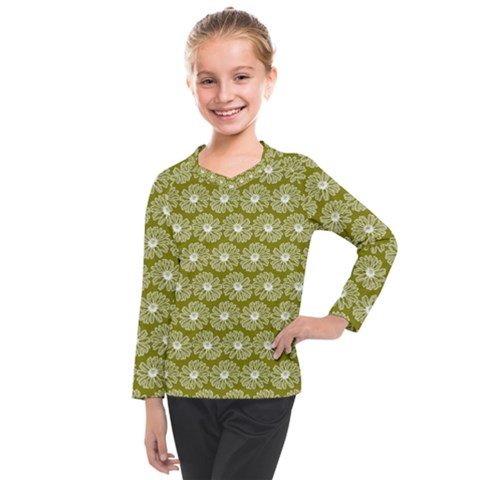 Gerbera Daisy Vector Tile Pattern Kids  Long Mesh Tee by GardenOfOphir