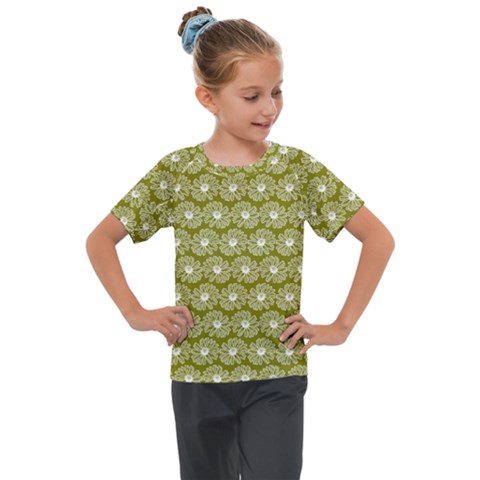 Gerbera Daisy Vector Tile Pattern Kids  Mesh Piece Tee by GardenOfOphir