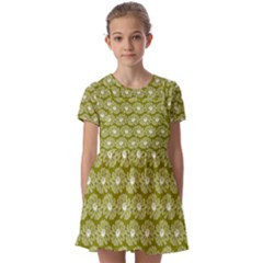 Gerbera Daisy Vector Tile Pattern Kids  Short Sleeve Pinafore Style Dress by GardenOfOphir