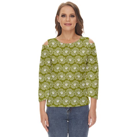 Gerbera Daisy Vector Tile Pattern Cut Out Wide Sleeve Top by GardenOfOphir