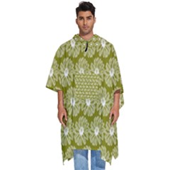 Gerbera Daisy Vector Tile Pattern Men s Hooded Rain Ponchos