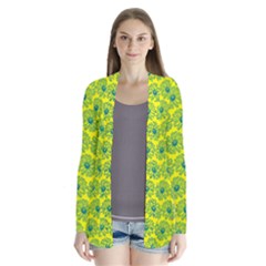 Gerbera Daisy Vector Tile Pattern Drape Collar Cardigan by GardenOfOphir