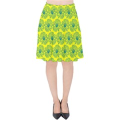 Gerbera Daisy Vector Tile Pattern Velvet High Waist Skirt by GardenOfOphir