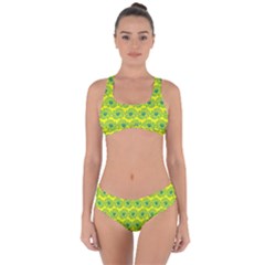 Gerbera Daisy Vector Tile Pattern Criss Cross Bikini Set by GardenOfOphir