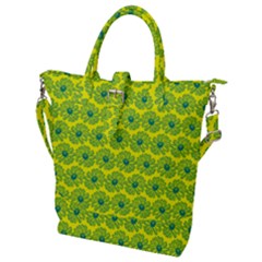 Gerbera Daisy Vector Tile Pattern Buckle Top Tote Bag by GardenOfOphir