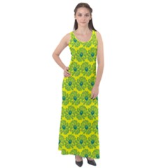 Gerbera Daisy Vector Tile Pattern Sleeveless Velour Maxi Dress by GardenOfOphir