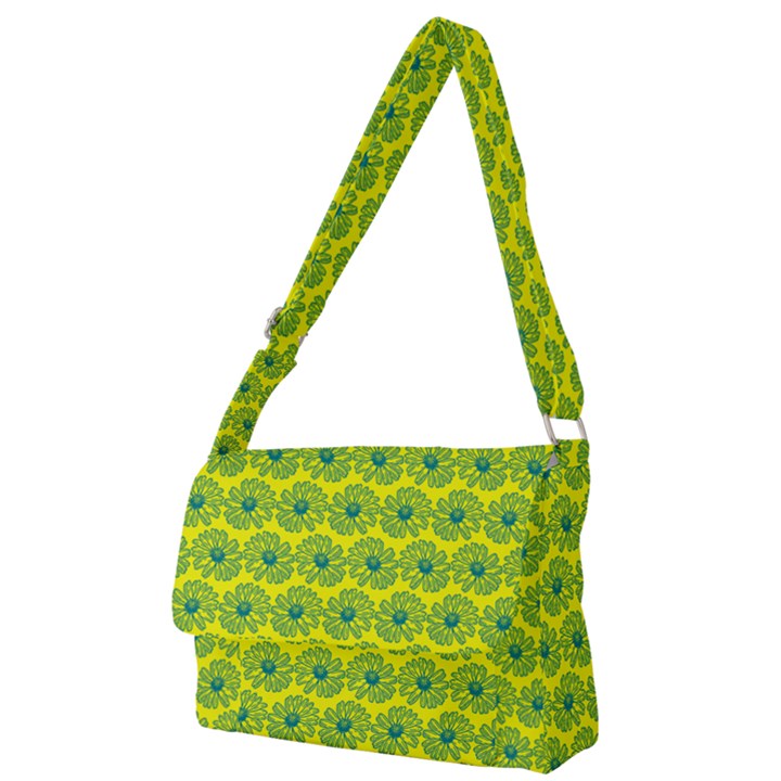 Gerbera Daisy Vector Tile Pattern Full Print Messenger Bag (L)