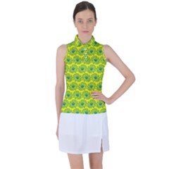 Gerbera Daisy Vector Tile Pattern Women s Sleeveless Polo Tee by GardenOfOphir