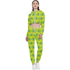 Gerbera Daisy Vector Tile Pattern Cropped Zip Up Lounge Set by GardenOfOphir