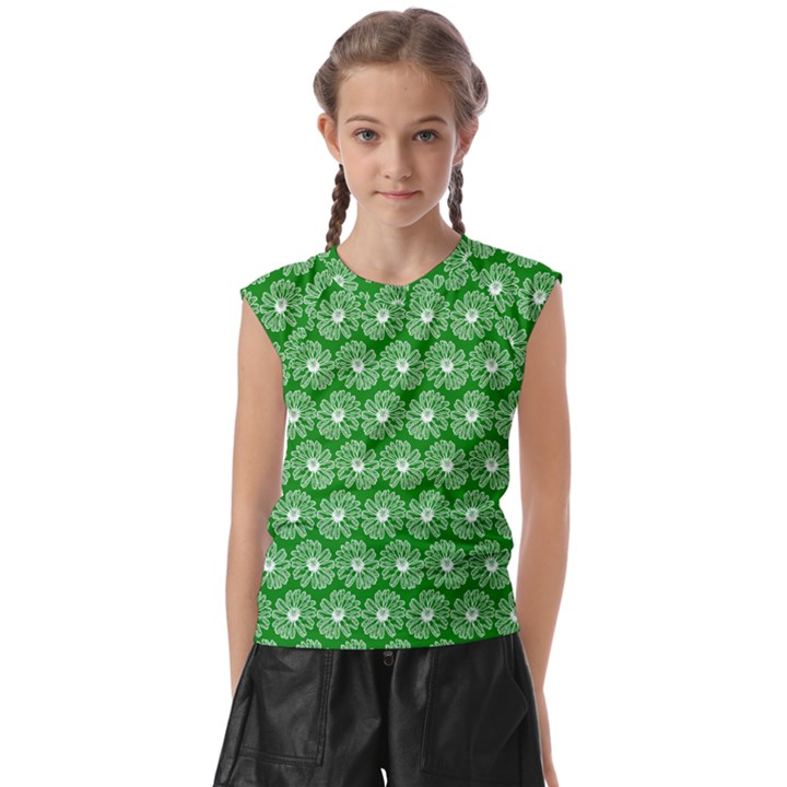 Gerbera Daisy Vector Tile Pattern Kids  Raglan Cap Sleeve Tee