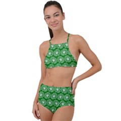 Gerbera Daisy Vector Tile Pattern High Waist Tankini Set by GardenOfOphir