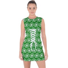 Gerbera Daisy Vector Tile Pattern Lace Up Front Bodycon Dress by GardenOfOphir