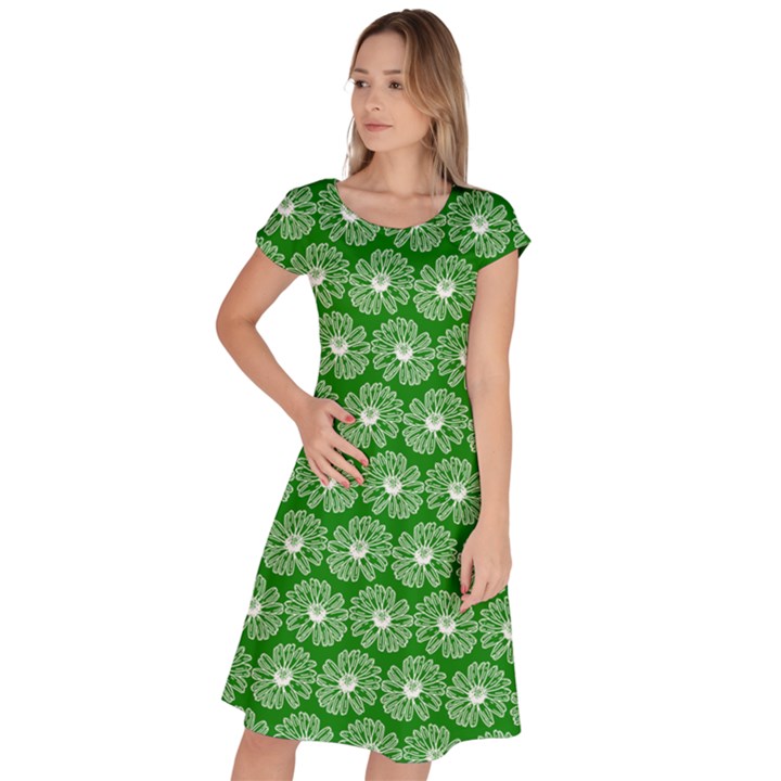 Gerbera Daisy Vector Tile Pattern Classic Short Sleeve Dress