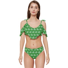 Gerbera Daisy Vector Tile Pattern Ruffle Edge Tie Up Bikini Set	 by GardenOfOphir