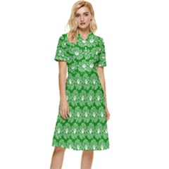 Gerbera Daisy Vector Tile Pattern Button Top Knee Length Dress by GardenOfOphir