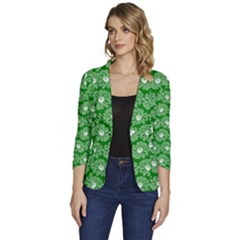 Gerbera Daisy Vector Tile Pattern Women s One-button 3/4 Sleeve Short Jacket