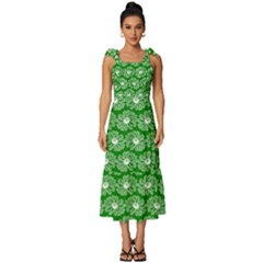 Gerbera Daisy Vector Tile Pattern Tie-strap Tiered Midi Chiffon Dress by GardenOfOphir