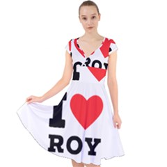 I Love Roy Cap Sleeve Front Wrap Midi Dress by ilovewhateva