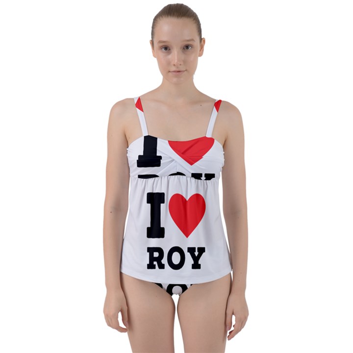 I love roy Twist Front Tankini Set