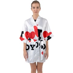 I Love Roy Half Sleeve Satin Kimono  by ilovewhateva