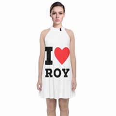 I Love Roy Velvet Halter Neckline Dress  by ilovewhateva