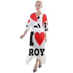 I Love Roy Quarter Sleeve Wrap Front Maxi Dress by ilovewhateva