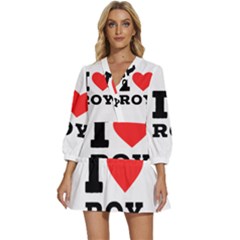 I Love Roy V-neck Placket Mini Dress by ilovewhateva