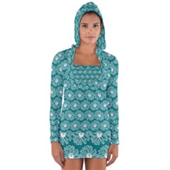 Gerbera Daisy Vector Tile Pattern Long Sleeve Hooded T-shirt